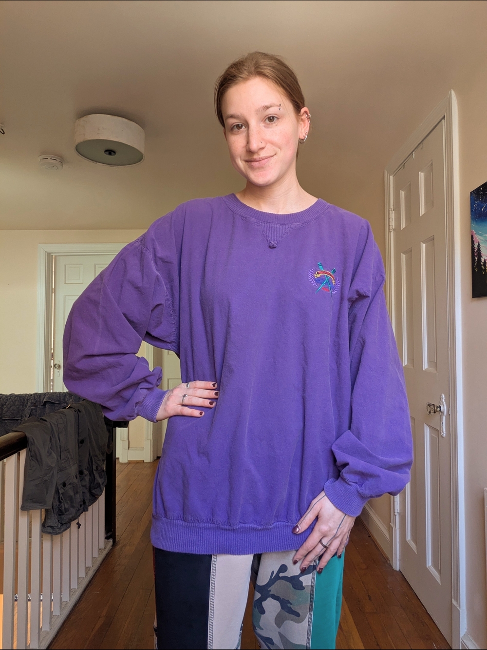 90s Purple Newport Crew Long Sleeve Shirt